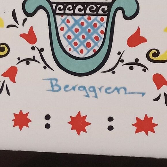 Swedish Folk Art Ceramic Tiles Berggren Trayner  Handcrafted Decorative Art - Picture 4 of 16